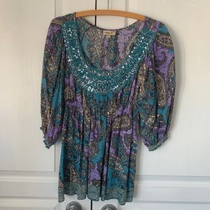 🌱2 for $40 Beaded bohemian collar blouse